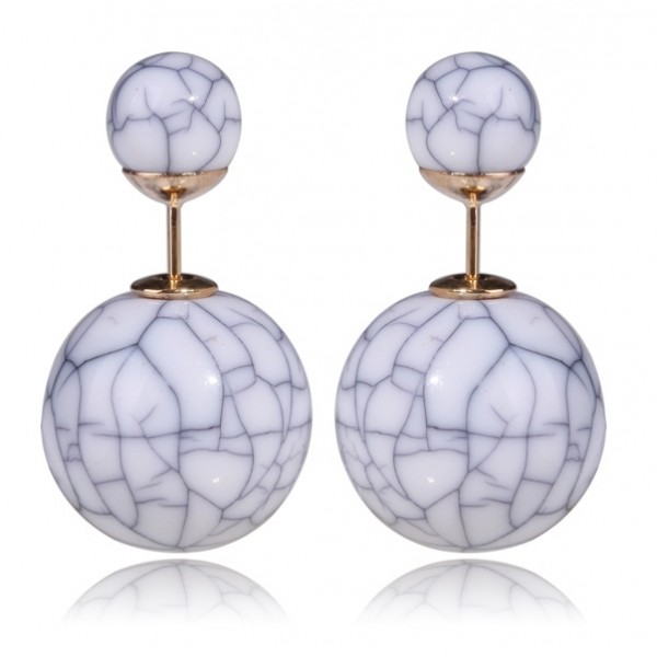 White Marble Double Sided Earrings